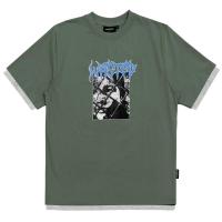 WASTED PARIS NINE WIRE LICHEN GREEN/ASH GREY T-SHIRT