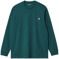 CARHARTT WIP L/S AMERICAN SCRIPT MALACHITE T-SHIRT