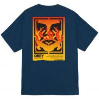 OBEY ICON STENCIL FLAME CLASSIC HARBOR BLUE T-SHIRT 