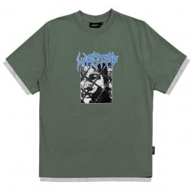 WASTED PARIS NINE WIRE LICHEN GREEN/ASH GREY T-SHIRT