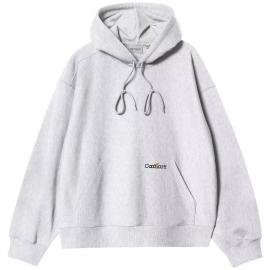 CARHARTT WIP HOODED LABEL SCRIPT SWEAT ASH HEATHER 