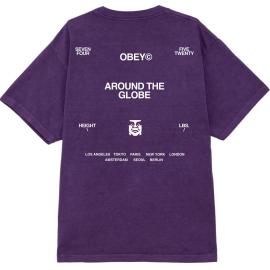 OBEY AROUND THE GLOBE PIGMENT IMPERIAL PURPLE T-SHIRT