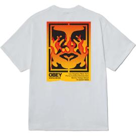 OBEY ICON STENCIL FLAME WHITE T-SHIRT 