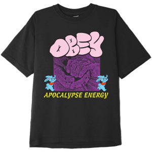 OBEY APOCALYPSE ENERGY HEAVYWEIGHT PIGMENT FADED BLACK T-SHIRT