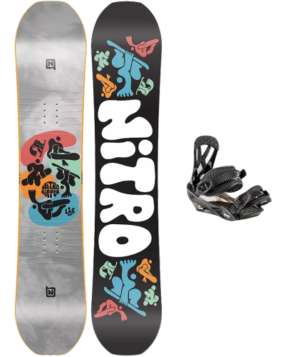 NITRO RIPPER 106 + MICRO CHARGER TAVOLA E ATTACCHI SNOWBOARD BAMBINO