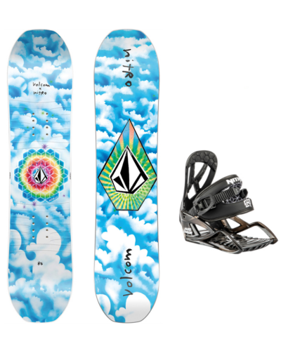 NITRO RIPPER 121 x VOLCOM + MICRO CHARGER TAVOLA E ATTACCHI SNOWBOARD BAMBINO