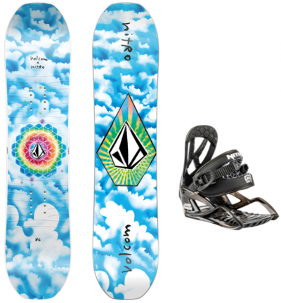 NITRO RIPPER x VOLCOM 86 + MICRO CHARGER TAVOLA E ATTACCHI SNOWBOARD BAMBINO