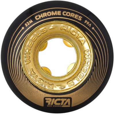 RICTA CHROME CORE BLACK GOLD 52mm 99a RUOTE SKATEBOARD