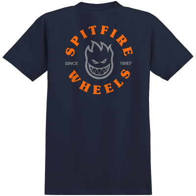 SPITFIRE POCKET BIGHEAD CLASSIC NAVY/ORANGE T-SHIRT