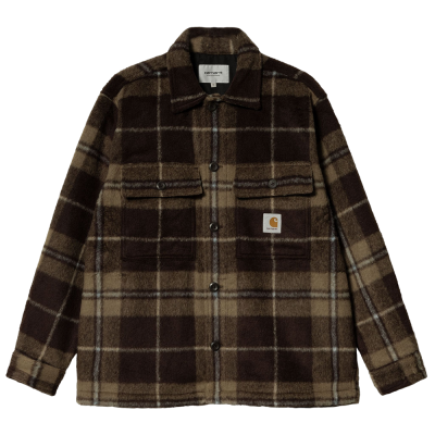 CARHARTT WIP MANNING MANNING CHECK/DARK UMBER/LEATHER GIACCA
