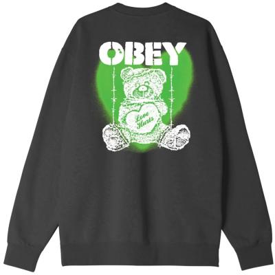 OBEY LOVE HURTS PREMIUM CREW BLACK FELPA