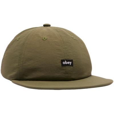 OBEY LOWERCASE NYLON 6 PANEL STRAPBACK MOSS GREEN CAPPELLO