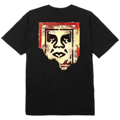 OBEY RIPPED ICON BLACK T-SHIRT