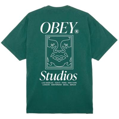 OBEY STUDIOS ICON HEAVY WEIGHT ADVENTURE BOX GREEN T-SHIRT