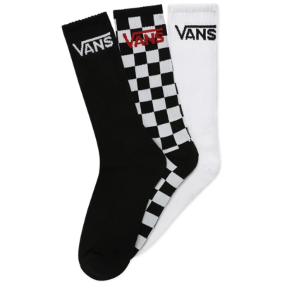 VANS CLASSIC CREW (3PZ) BLACK/CHECKERBOARD CALZINI