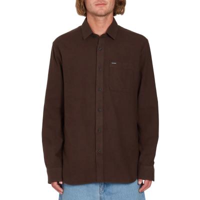 VOLCOM CADEN SOLID DARK BROWN CAMICIA