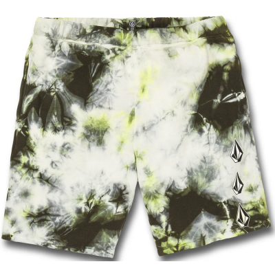 VOLCOM ICONIC STONE PLUS FLEECE LIME TIE DYE SHORTS