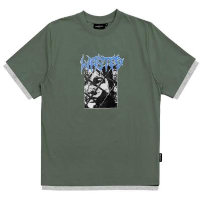 WASTED PARIS NINE WIRE LICHEN GREEN/ASH GREY T-SHIRT