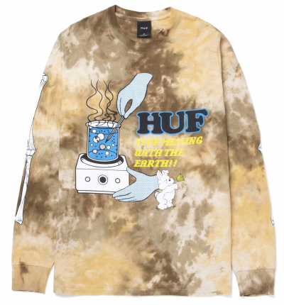 HUF MESS TIE DYE L/S TEE BROWN T-SHIRT