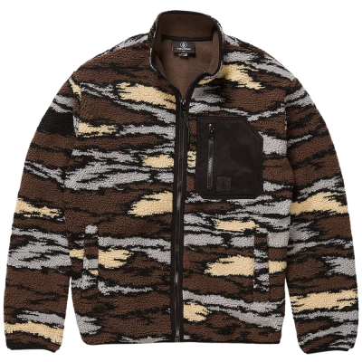 VOLCOM MUZZER FUZZAR ZIP BARK BROWN FELPA