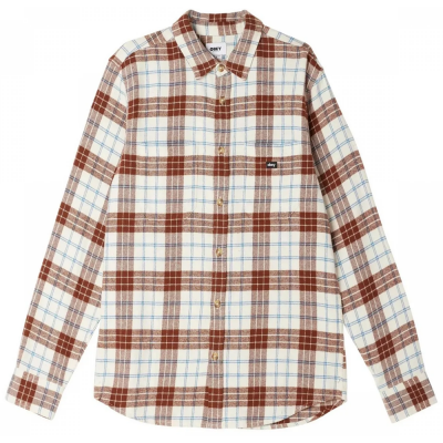 OBEY ARNOLD WOVEN UNBLEACHED MULTI CAMICIA