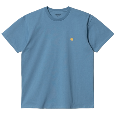 CARHARTT WIP CHASE ICY WATER/GOLD T-SHIRT