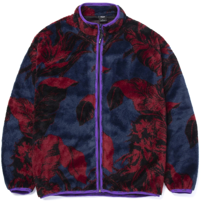 HUF SATIVA FLORAL FULL ZIP SHERPA NAVY BLAZER FELPA