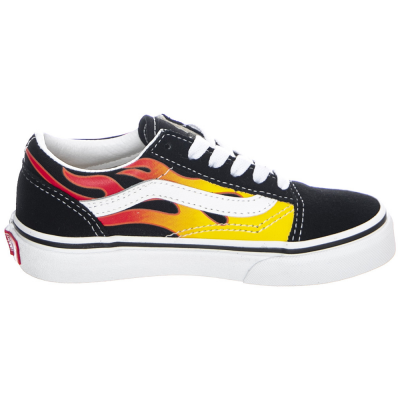 VANS OLD SKOOL FLAME BLACK/ TRUE WHITE SCARPE BAMBINO