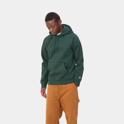 CARHARTT WIP HOODED CHASE SWEATSHIRT DISCOVERY GREEN/GOLD