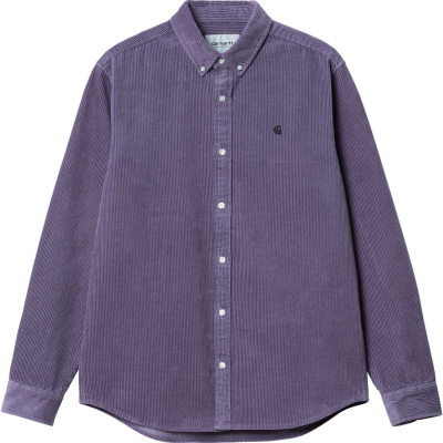 CARHARTT WIP L/S MADISON CORD SHIRT GLOSSY PURPLE/BLACK