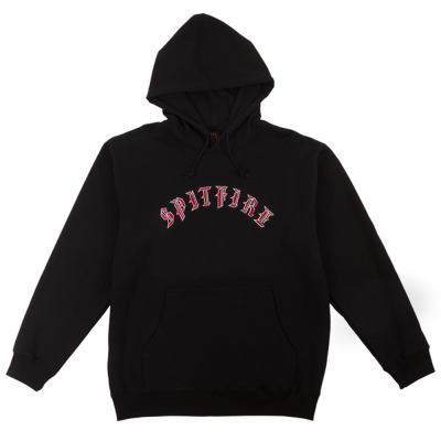 SPITFIRE SWEAT OLD E HOODED BLACK RED FELPA