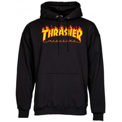 THRASHER FLAME BLACK FELPA