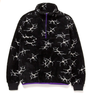 HUF QUAKE SHERPA 1/4 ZIP BLACK PILE