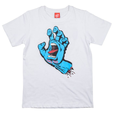 SANTA CRUZ YOUTH SCREAMING HAND WHITE T-SHIRT BAMBINO 