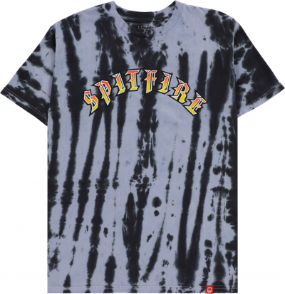 SPITFIRE OLD E BLACK/WHITE PLEAT WASH T-SHIRT