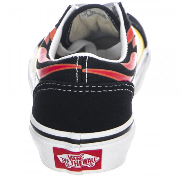 VANS OLD SKOOL FLAME BLACK/ TRUE WHITE SCARPE BAMBINO