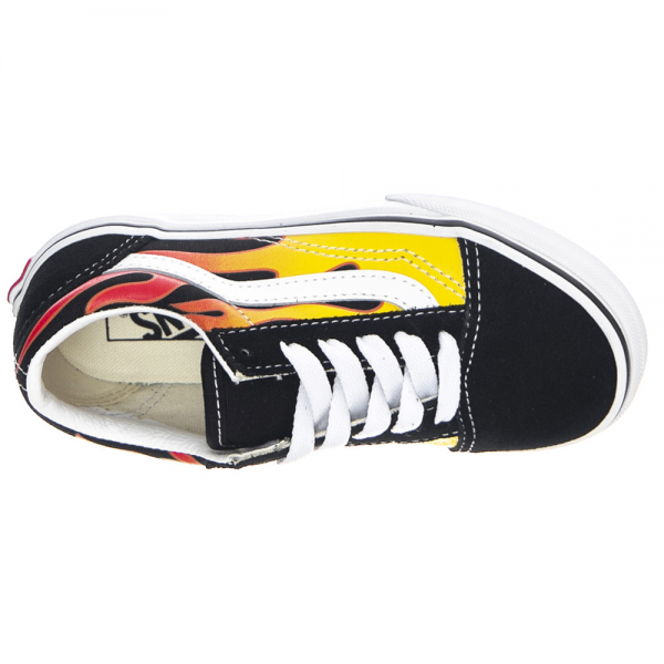 VANS OLD SKOOL FLAME BLACK/ TRUE WHITE SCARPE BAMBINO