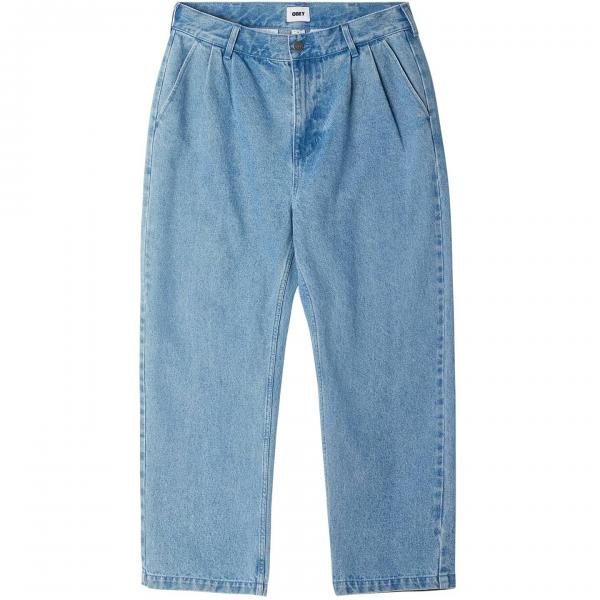 OBEY FUBAR PLEATED PANT BULL DENIM LIGHT INDIGO