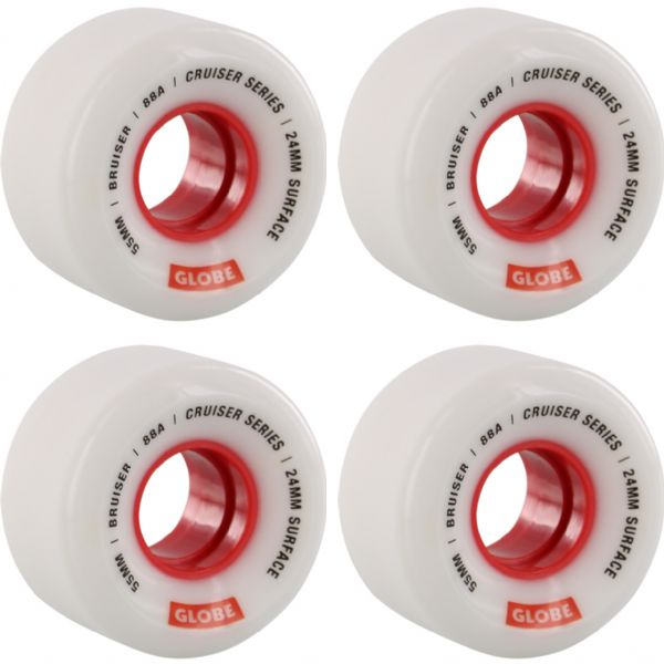 GLOBE BRUISER WHITE/RED 55mm 88A RUOTE