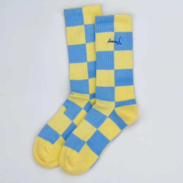 EMENTA CHESS SKY BLUE/YELLOW CALZINI