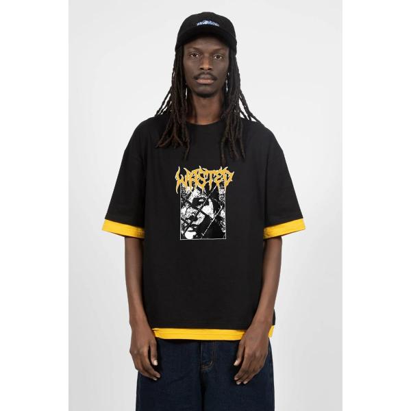 WASTED PARIS NINE WIRE BLACK/GOLDEN YELLOW T-SHIRT