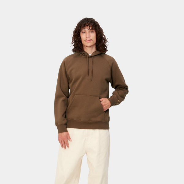 CARHARTT WIP HOODED CHASE SWEATSHIRT TAMARIND/GOLD