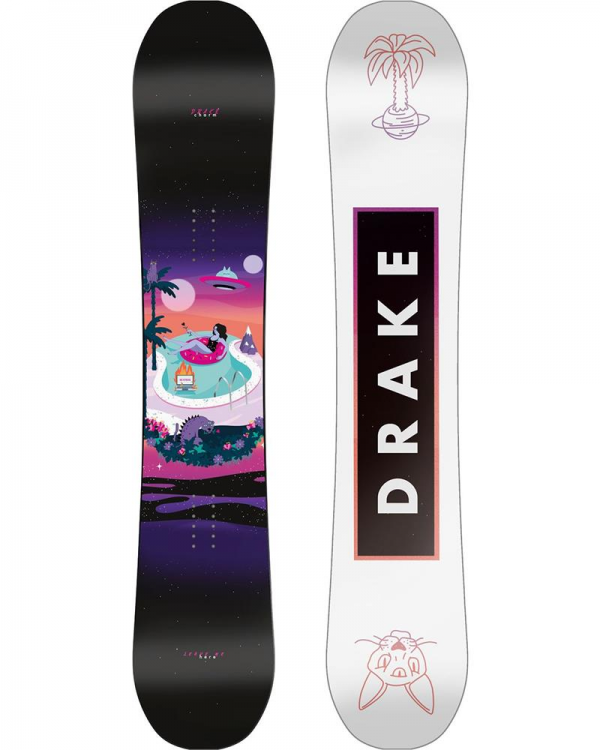 DRAKE CHARM 142 TAVOLA SNOWBOARD + QUEEN BLACK ATTACCHI SNOWBOARD DONNA