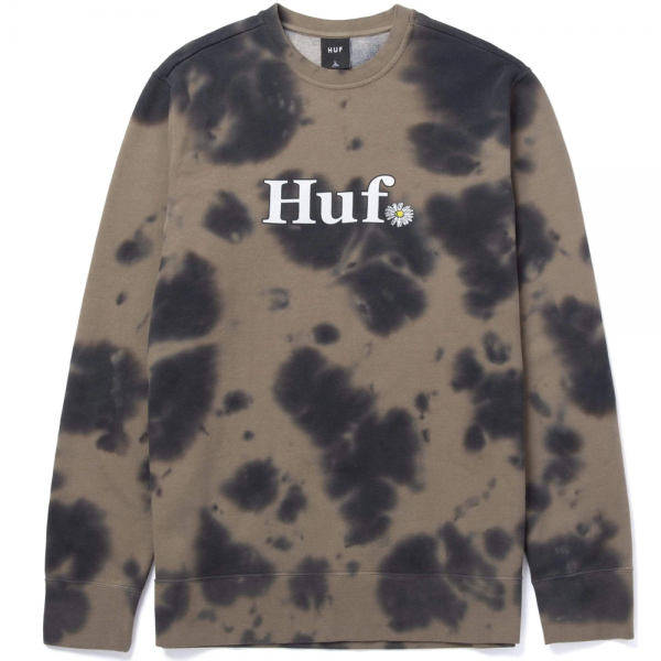 HUF IN BLOOM CREW OLIVE FELPA