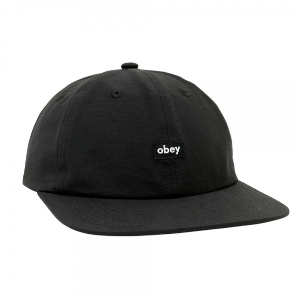OBEY LOWER CASE TECH 6 PANEL STRAPBACK BLACK CAPPELLO