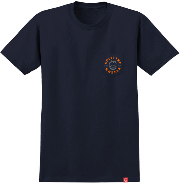 SPITFIRE POCKET BIGHEAD CLASSIC NAVY/ORANGE T-SHIRT