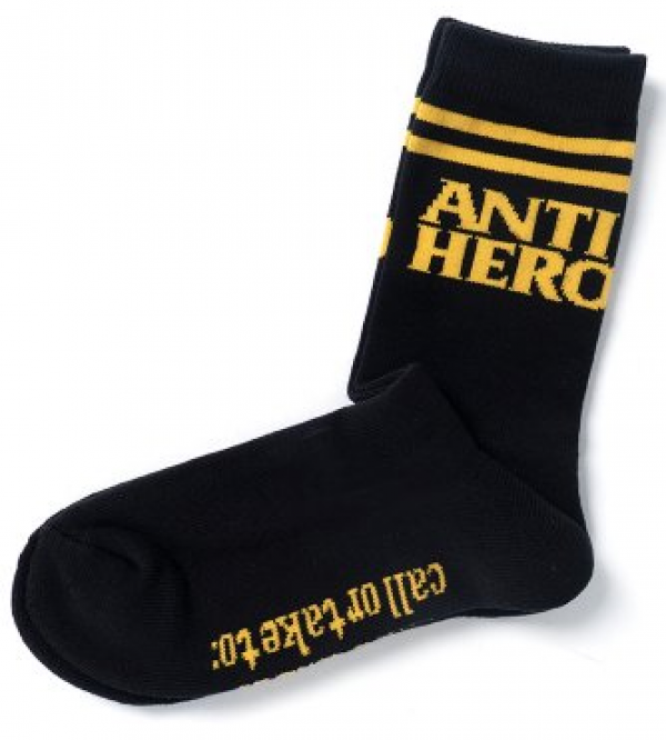 ANTIHERO BLACK HERO IF FOUND BLACK/YELLOW CALZINI