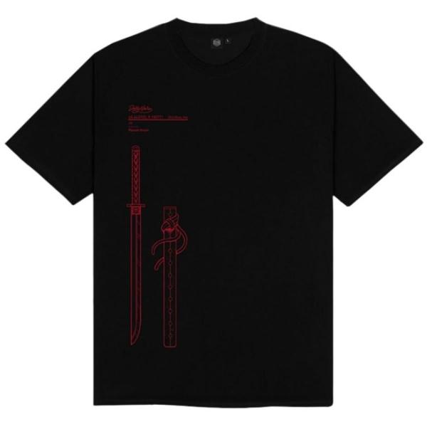 DOLLY NOIRE MIYAMOTO MUSASHI OUTLINE BLACK T-SHIRT