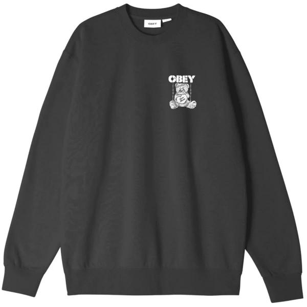 OBEY LOVE HURTS PREMIUM CREW BLACK FELPA