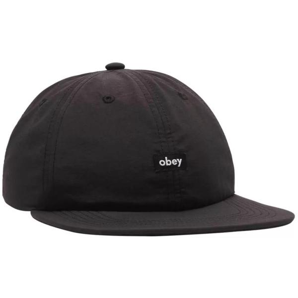 OBEY LOWERCASE NYLON 6 PANEL STRAPBACK BLACK CAPPELLO